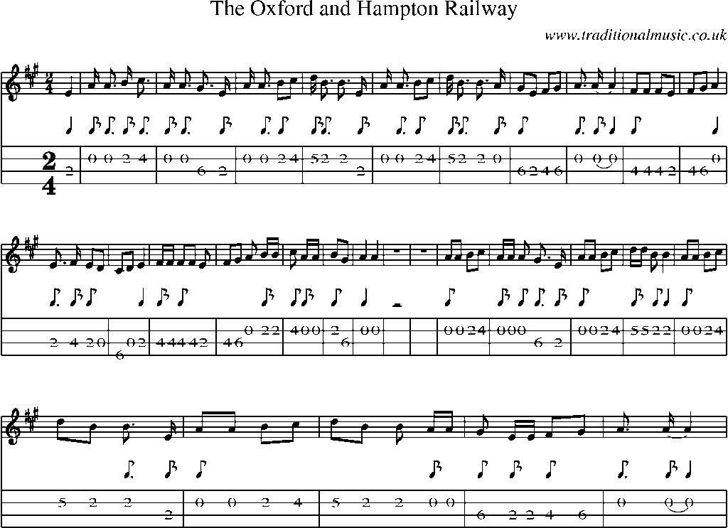 Mandolin Tab and Sheet Music for The Oxford And Hampton Railway