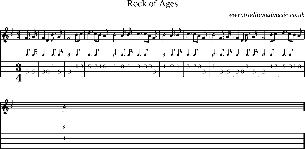 Mandolin Tab and Sheet Music for Rock Of Ages