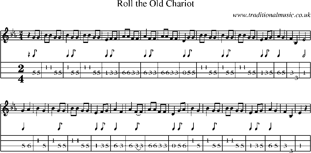 Mandolin Tab and Sheet Music for Roll The Old Chariot