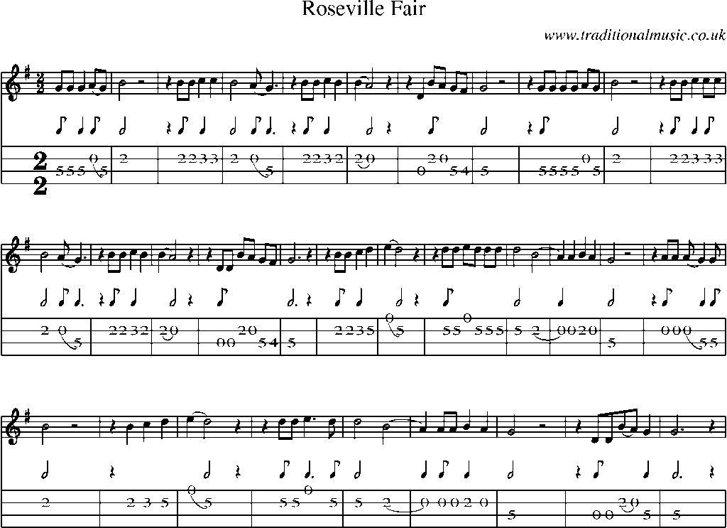 Mandolin Tab and Sheet Music for Roseville Fair