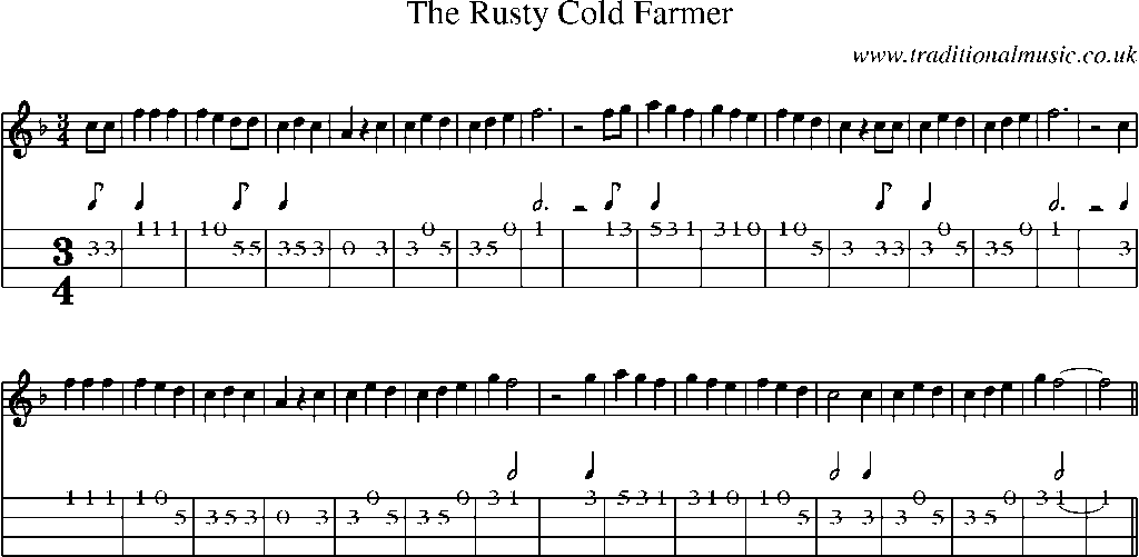 Mandolin Tab and Sheet Music for The Rusty Cold Farmer