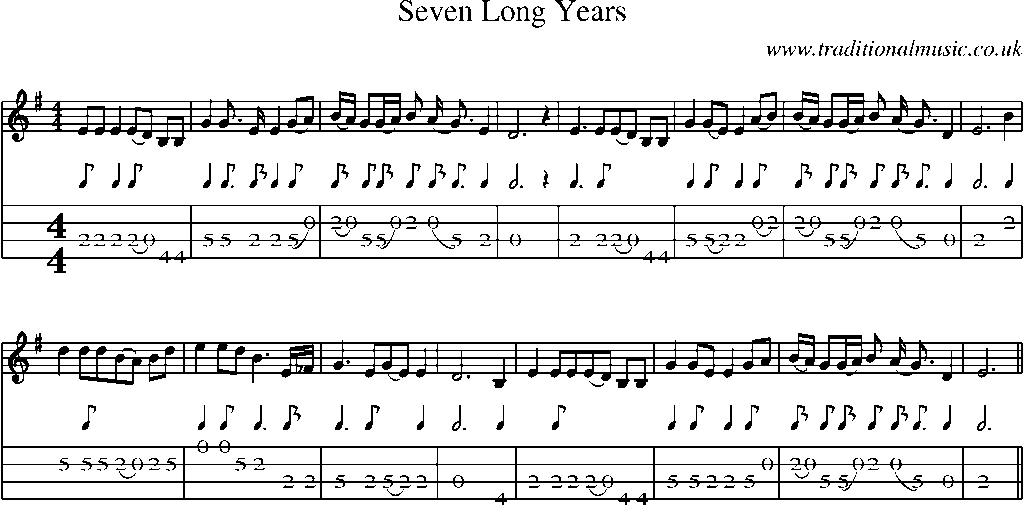 Mandolin Tab and Sheet Music for Seven Long Years