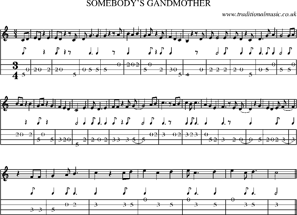 Mandolin Tab and Sheet Music for Somebody's Gandmother