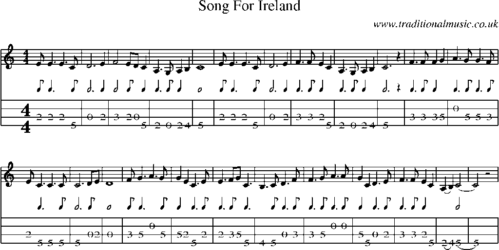 Mandolin Tab and Sheet Music for Song For Ireland