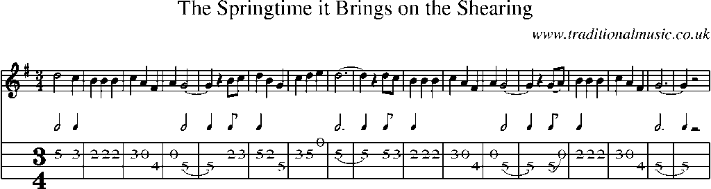 Mandolin Tab and Sheet Music for The Springtime It Brings On The Shearing