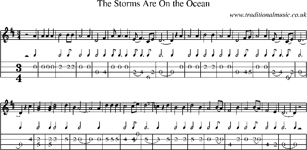 Mandolin Tab and Sheet Music for The Storms Are On The Ocean