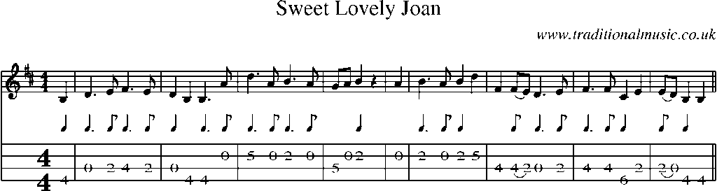 Mandolin Tab and Sheet Music for Sweet Lovely Joan