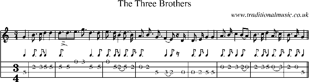 Mandolin Tab and Sheet Music for The Three Brothers