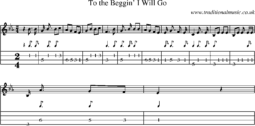 Mandolin Tab and Sheet Music for To The Beggin' I Will Go