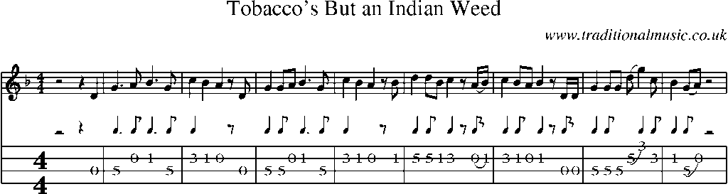 Mandolin Tab and Sheet Music for Tobacco's But An Indian Weed