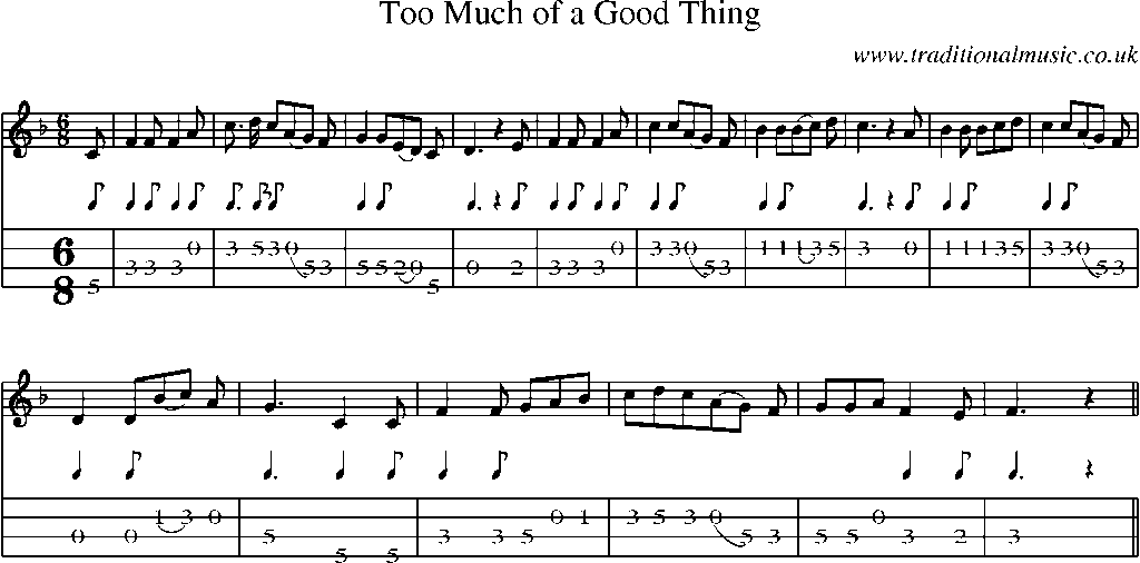Mandolin Tab and Sheet Music for Too Much Of A Good Thing