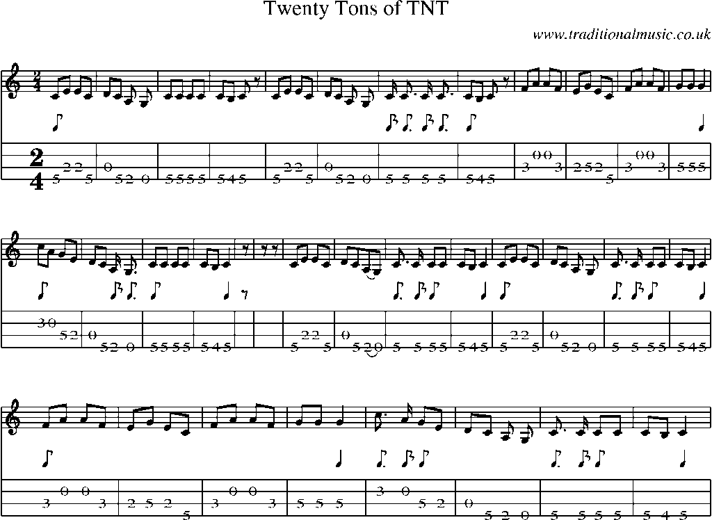 Mandolin Tab and Sheet Music for Twenty Tons Of Tnt