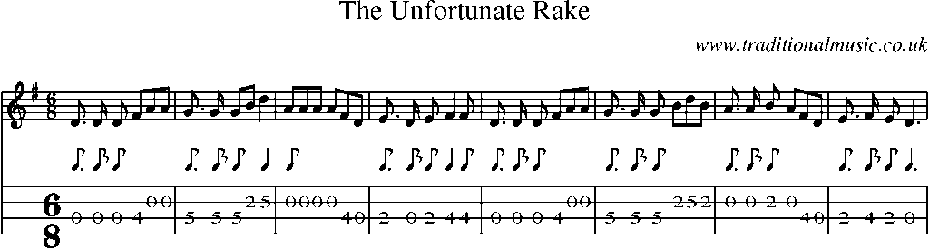Mandolin Tab and Sheet Music for The Unfortunate Rake