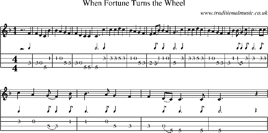 Mandolin Tab and Sheet Music for When Fortune Turns The Wheel