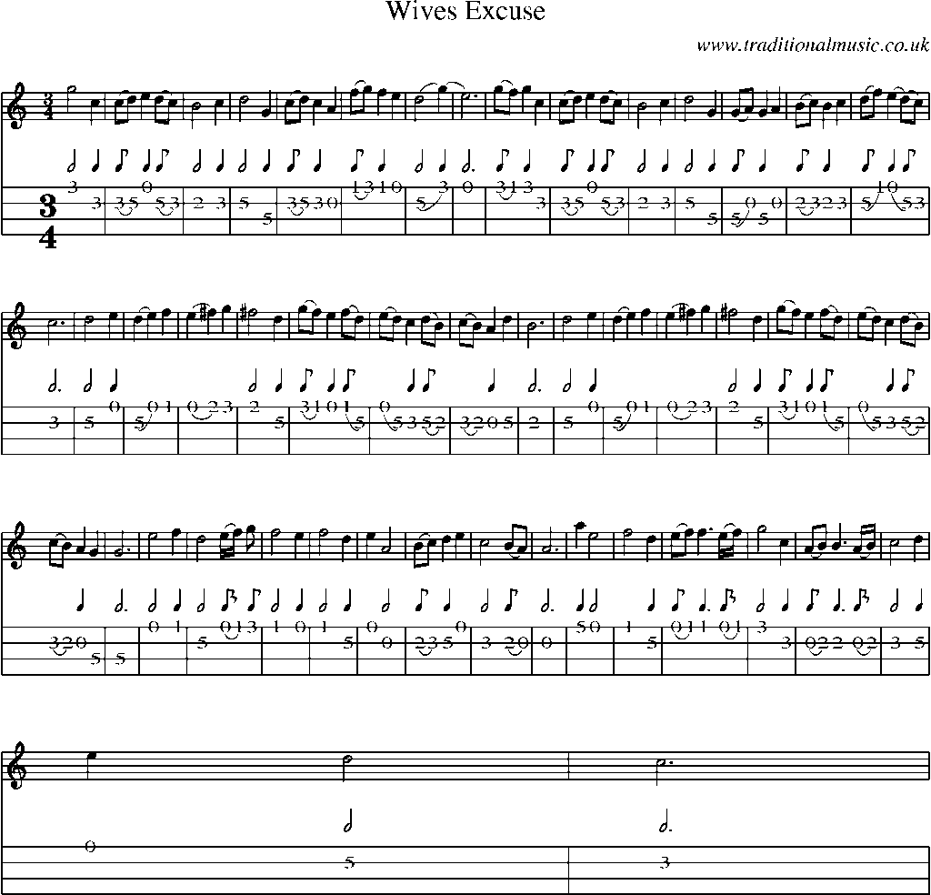 Mandolin Tab and Sheet Music for Wives Excuse