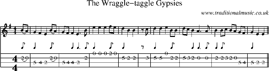 Mandolin Tab and Sheet Music for The Wraggle-taggle Gypsies