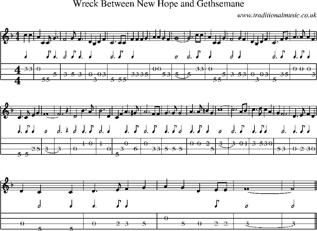 Mandolin Tab and Sheet Music for Wreck Between New Hope And Gethsemane
