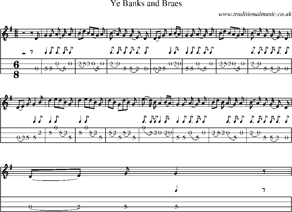 Mandolin Tab and Sheet Music for Ye Banks And Braes