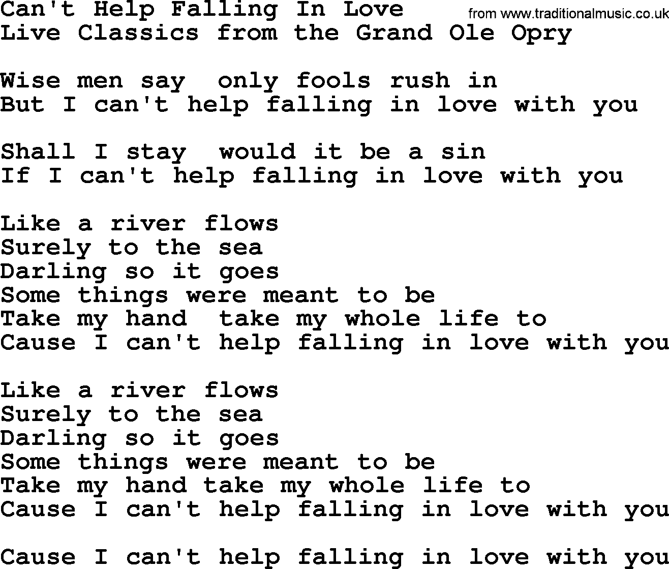 Marty Robbins song: Cant Help Falling In Love, lyrics