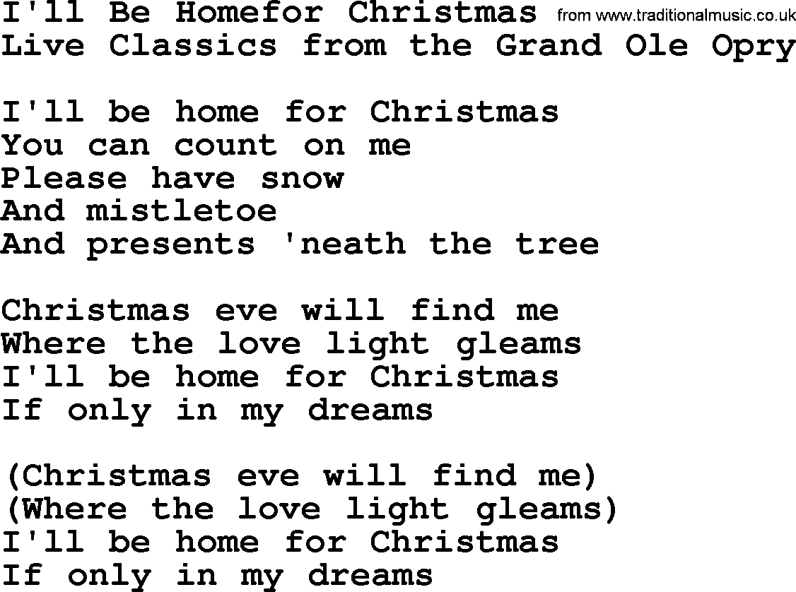 Marty Robbins song: I'll Be Homefor Christmas, lyrics
