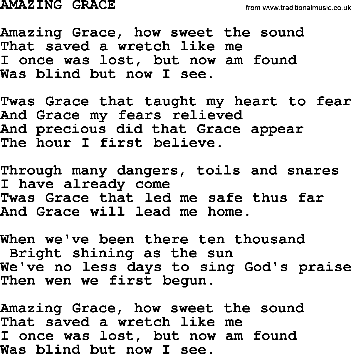 Merle Haggard song: Amazing Grace, lyrics.