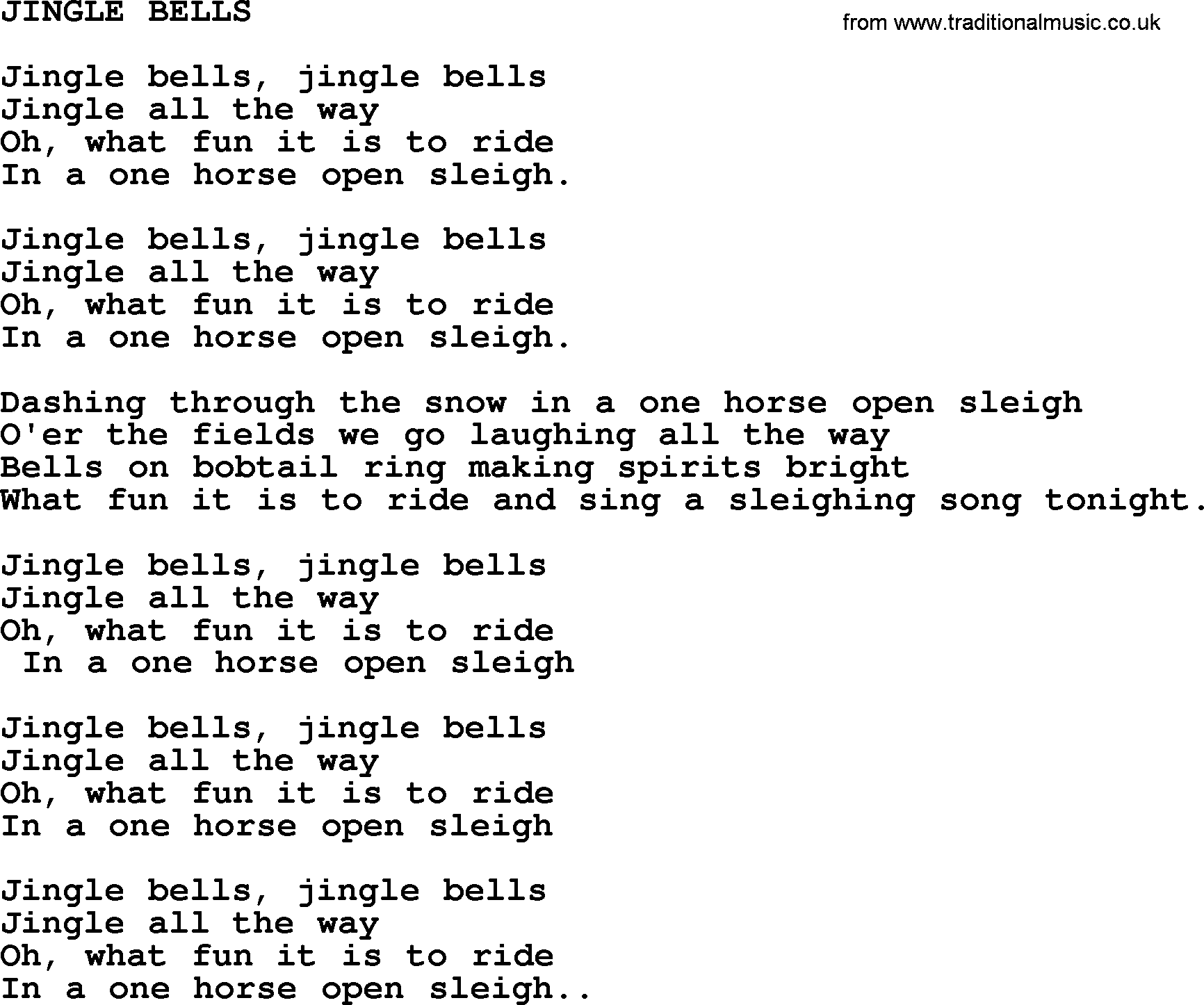 Merle Haggard song: Jingle Bells, lyrics.