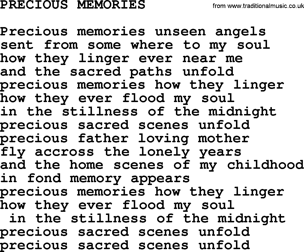Merle Haggard song: Precious Memories, lyrics.