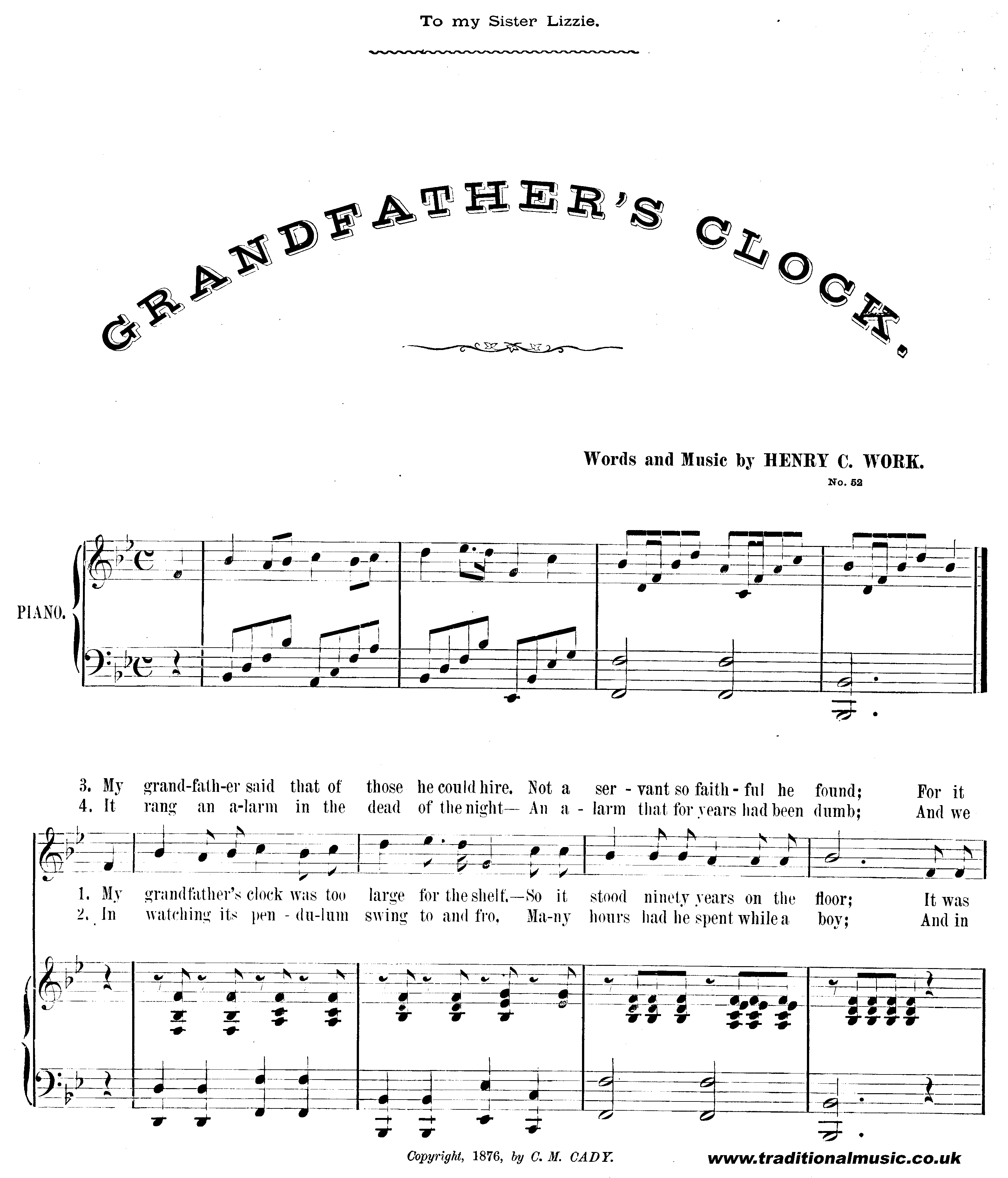 Grandfather's Clock, Sheet Music page 2