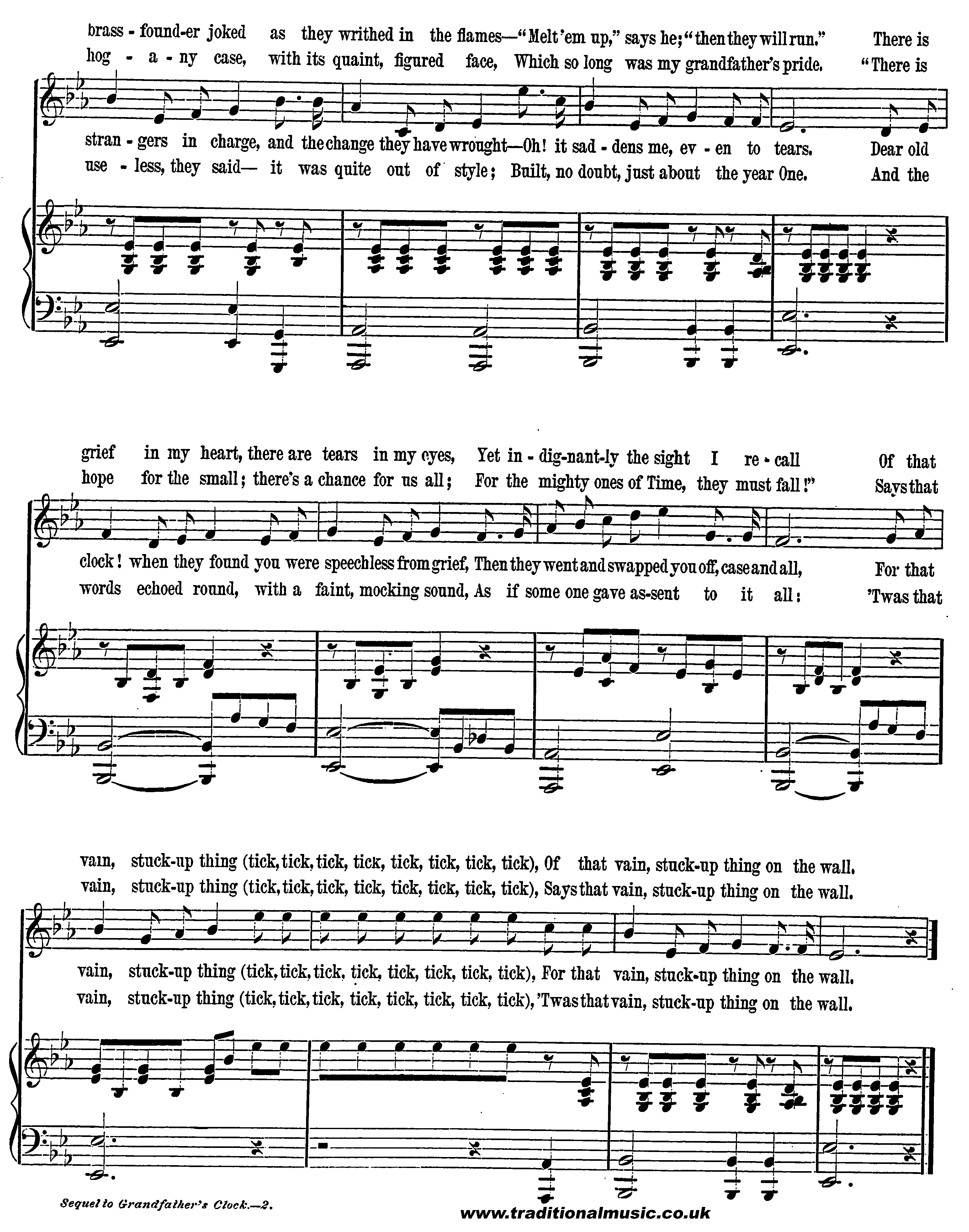 Grandfather's Clock, Sheet Music page 3