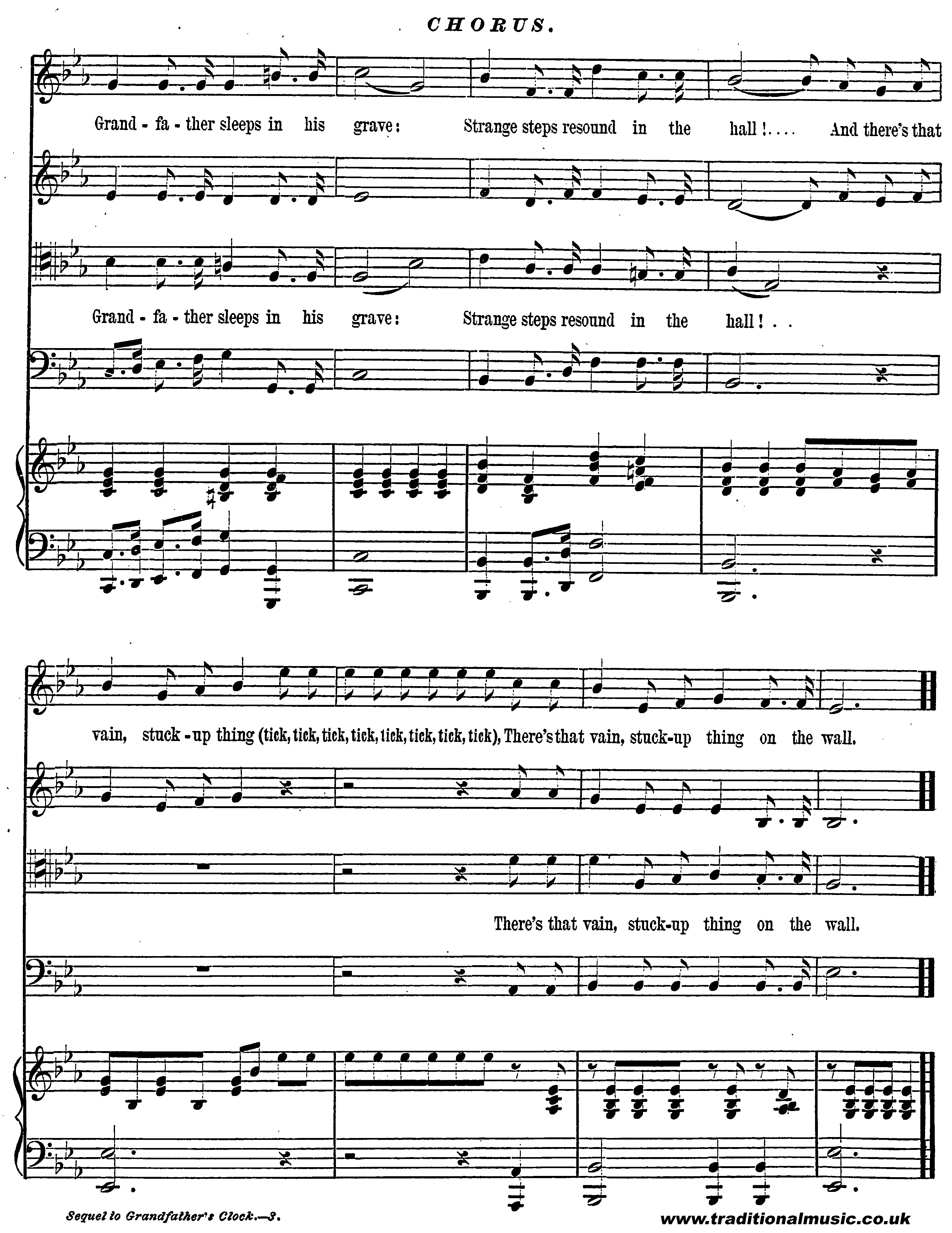 Grandfather's Clock, Sheet Music page 4