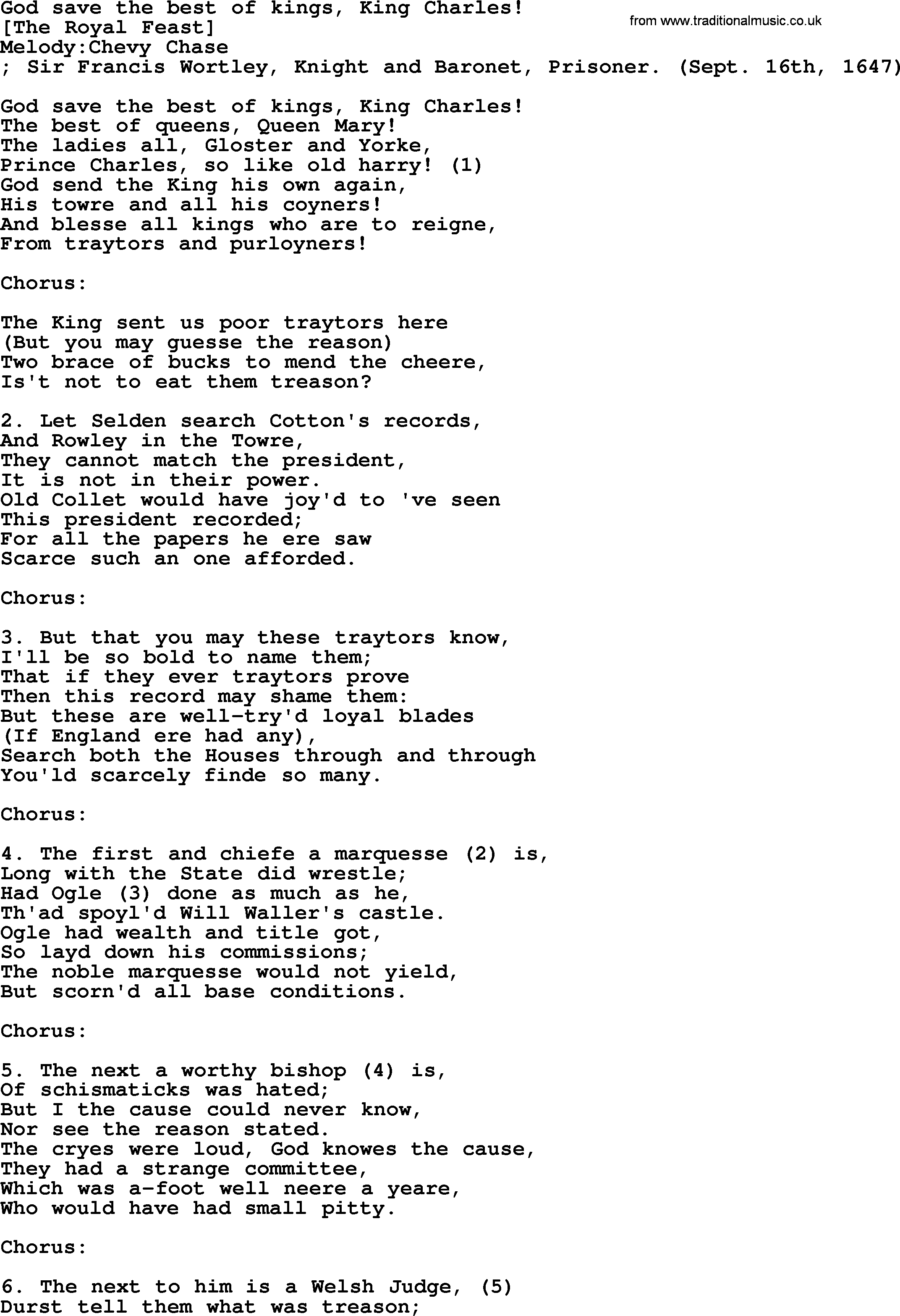 Old English Song Lyrics for God Save The Best Of Kings, King