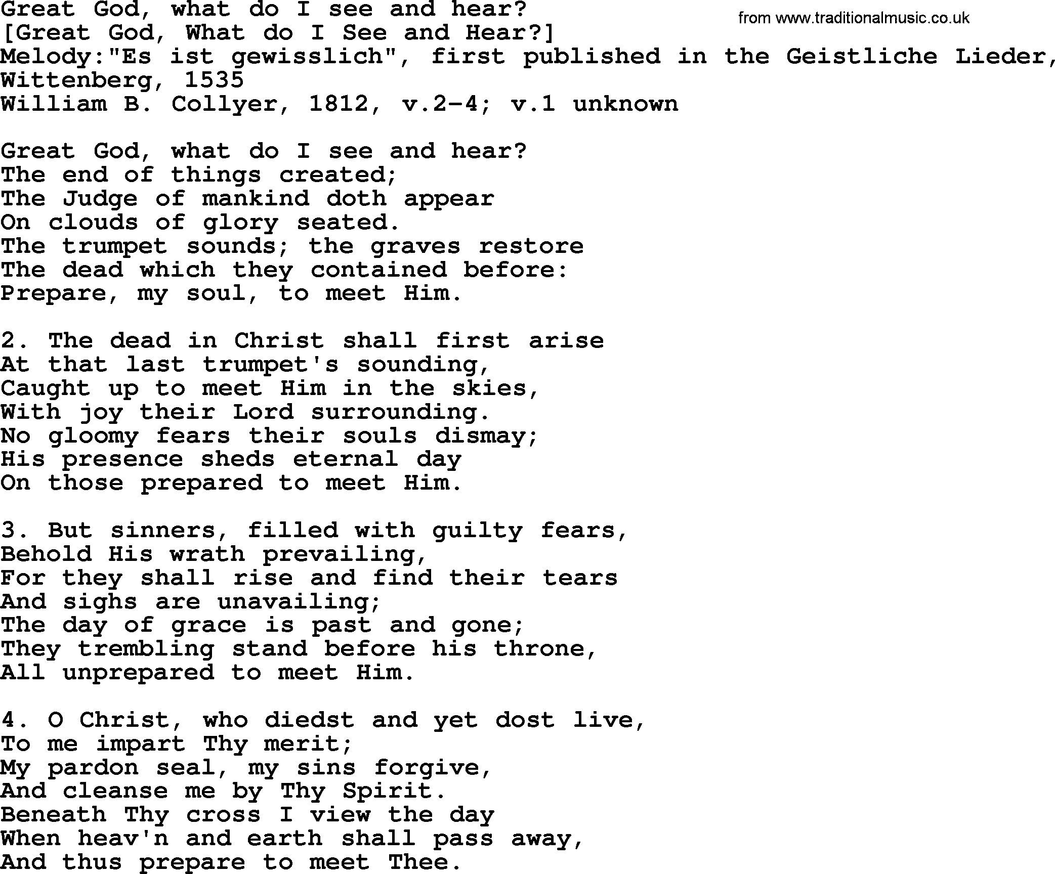 Old English Song: Great God, What Do I See And Hear lyrics