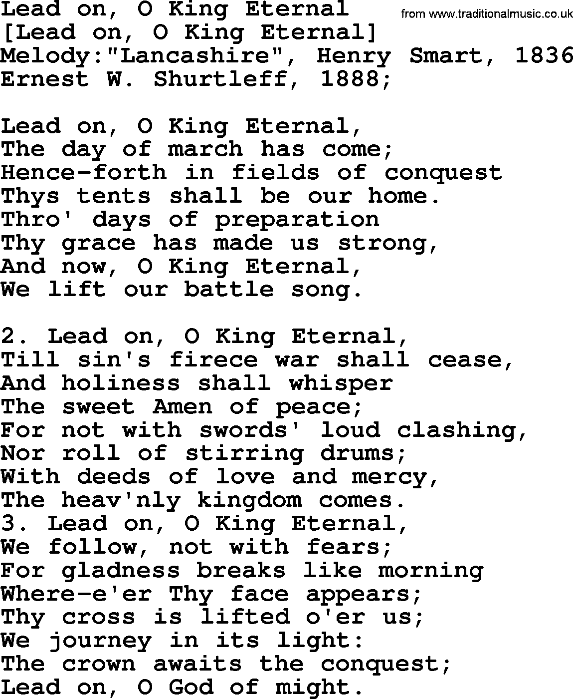 Old English Song: Lead On, O King Eternal lyrics