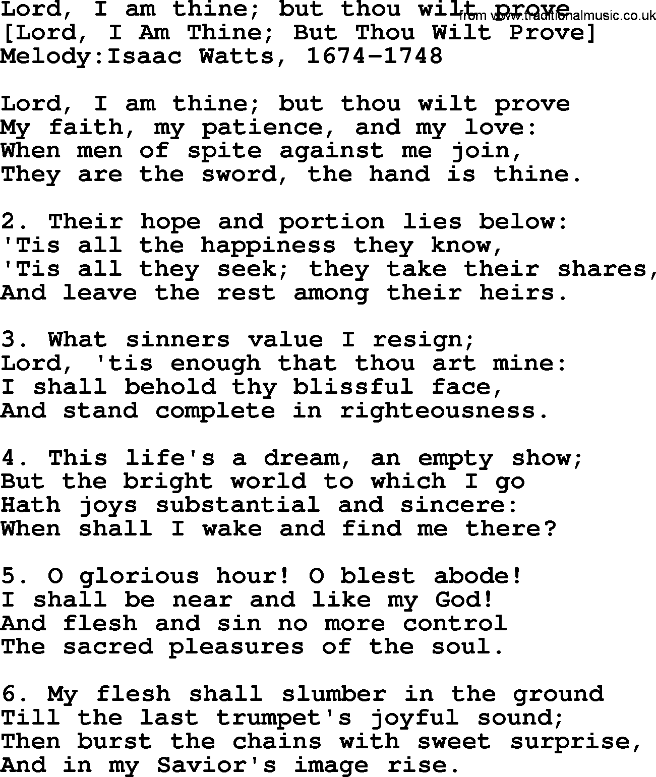 Old English Song: Lord, I Am Thine; But Thou Wilt Prove lyrics
