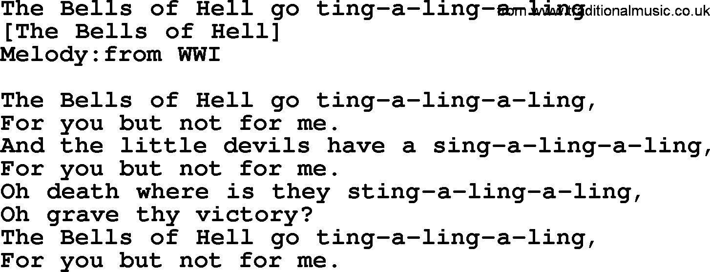 Old English Song: The Bells Of Hell Go Ting-A-Ling-A-Ling lyrics
