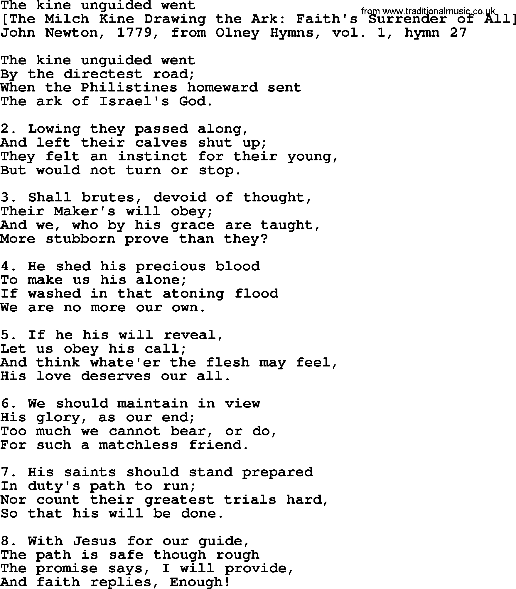 Old English Song: The Kine Unguided Went lyrics