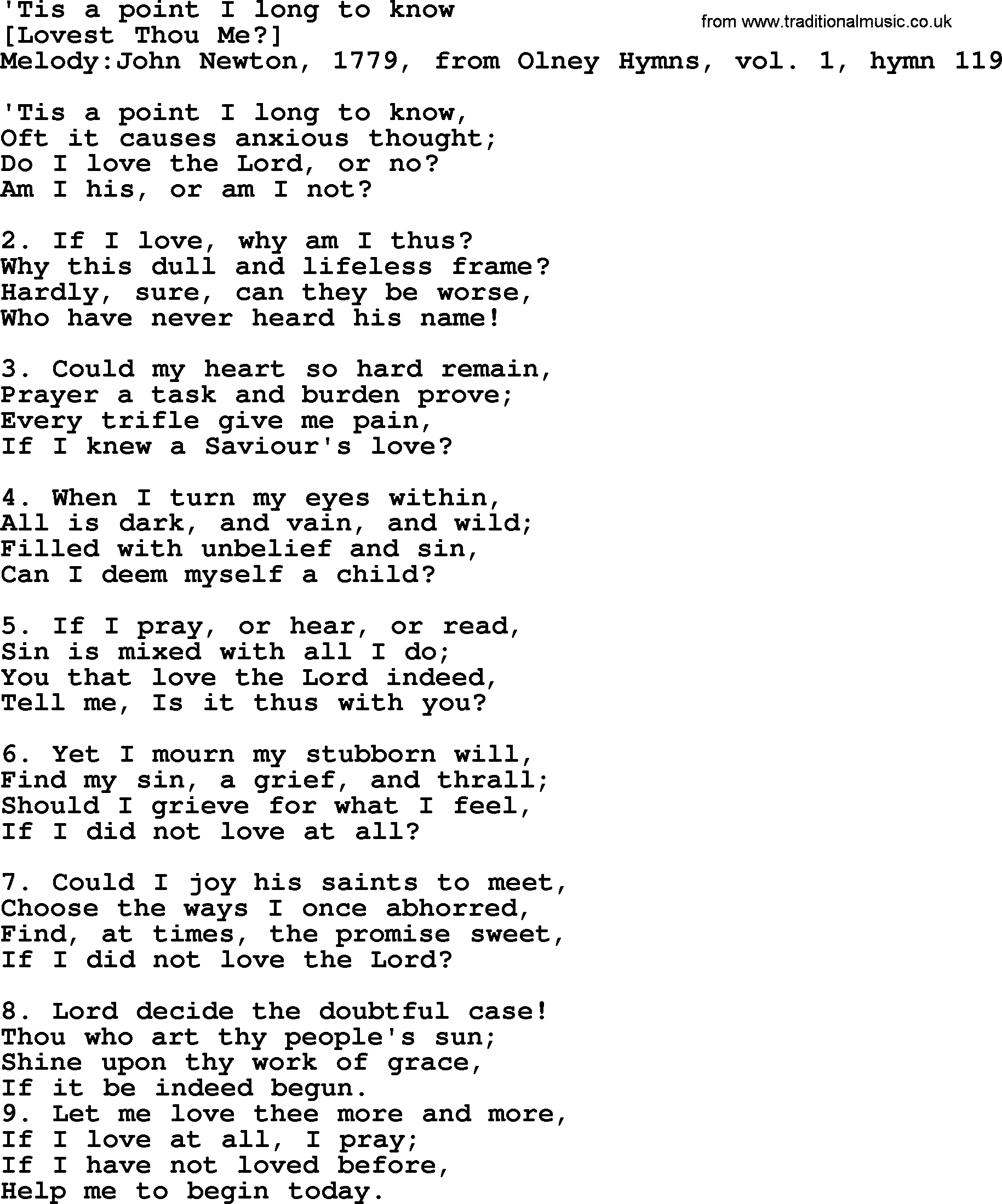 Old English Song: 'Tis A Point I Long To Know lyrics