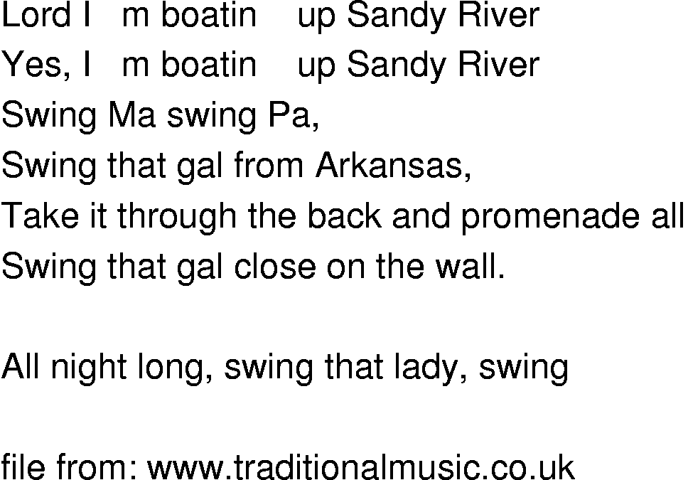 Old-Time (oldtimey) Song Lyrics - boating up sandy