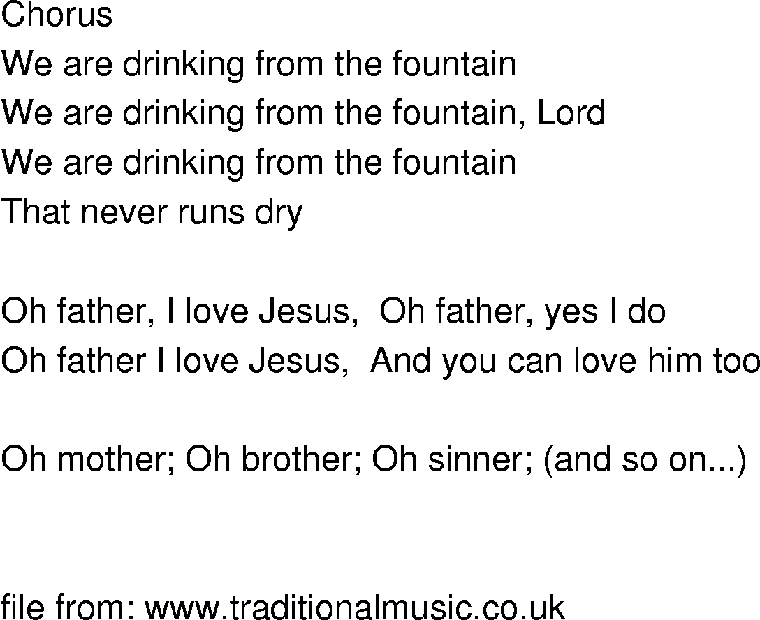 Old-Time (oldtimey) Song Lyrics - drinking from the fountain