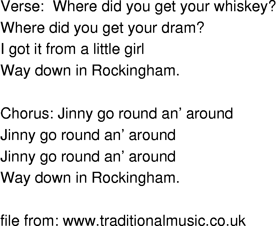Old-Time (oldtimey) Song Lyrics - jinny go round an round
