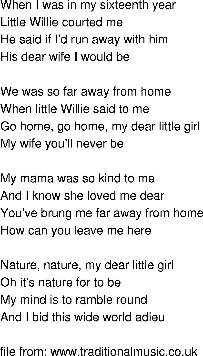 Old-Time (oldtimey) Song Lyrics - little willie