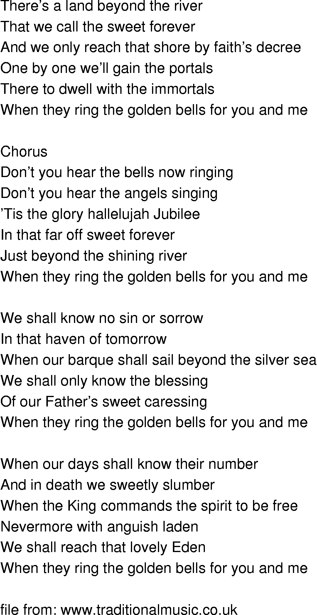 Old-Time (oldtimey) Song Lyrics - when they ring the golden bells