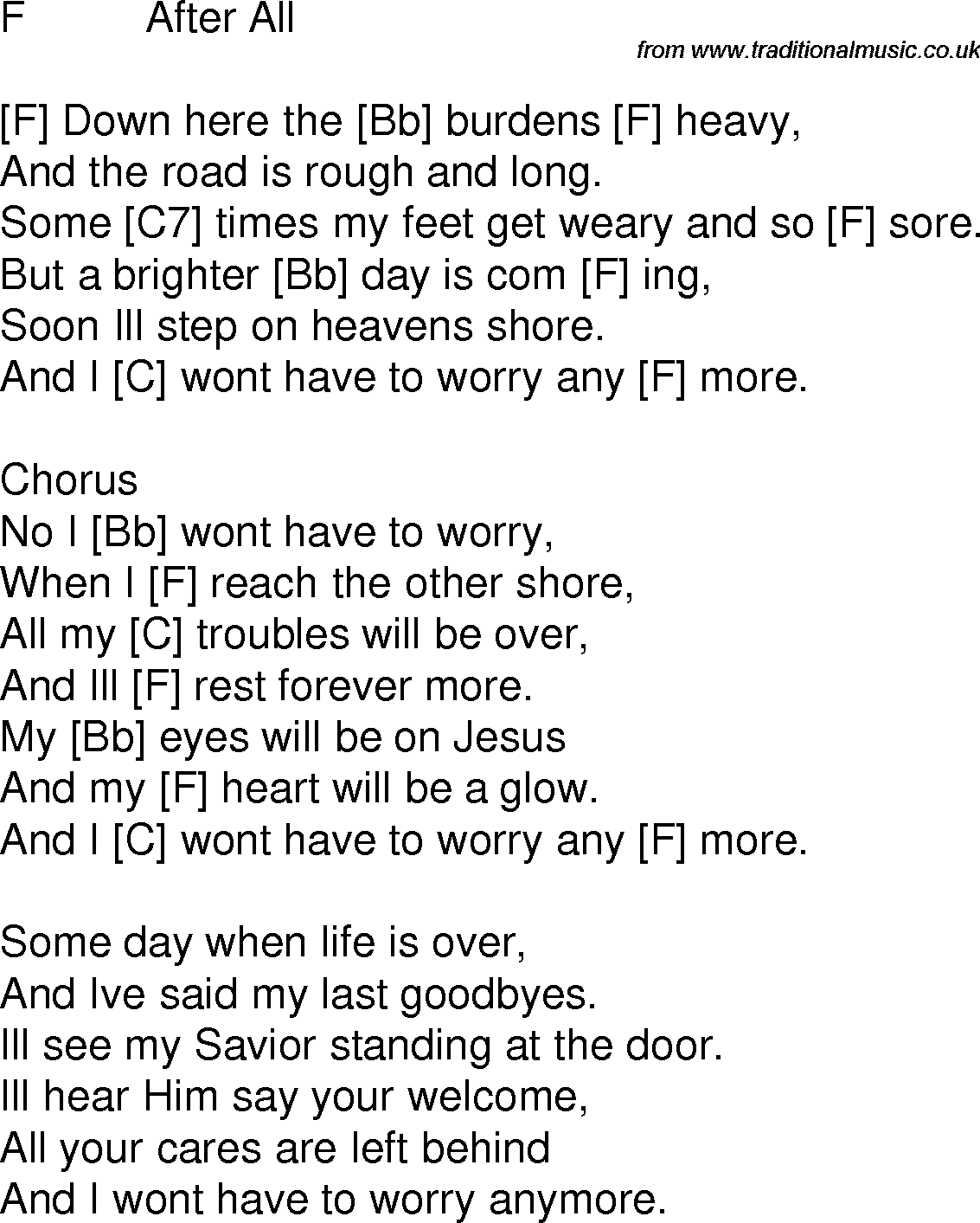 Old time song lyrics with chords for After All F.txt