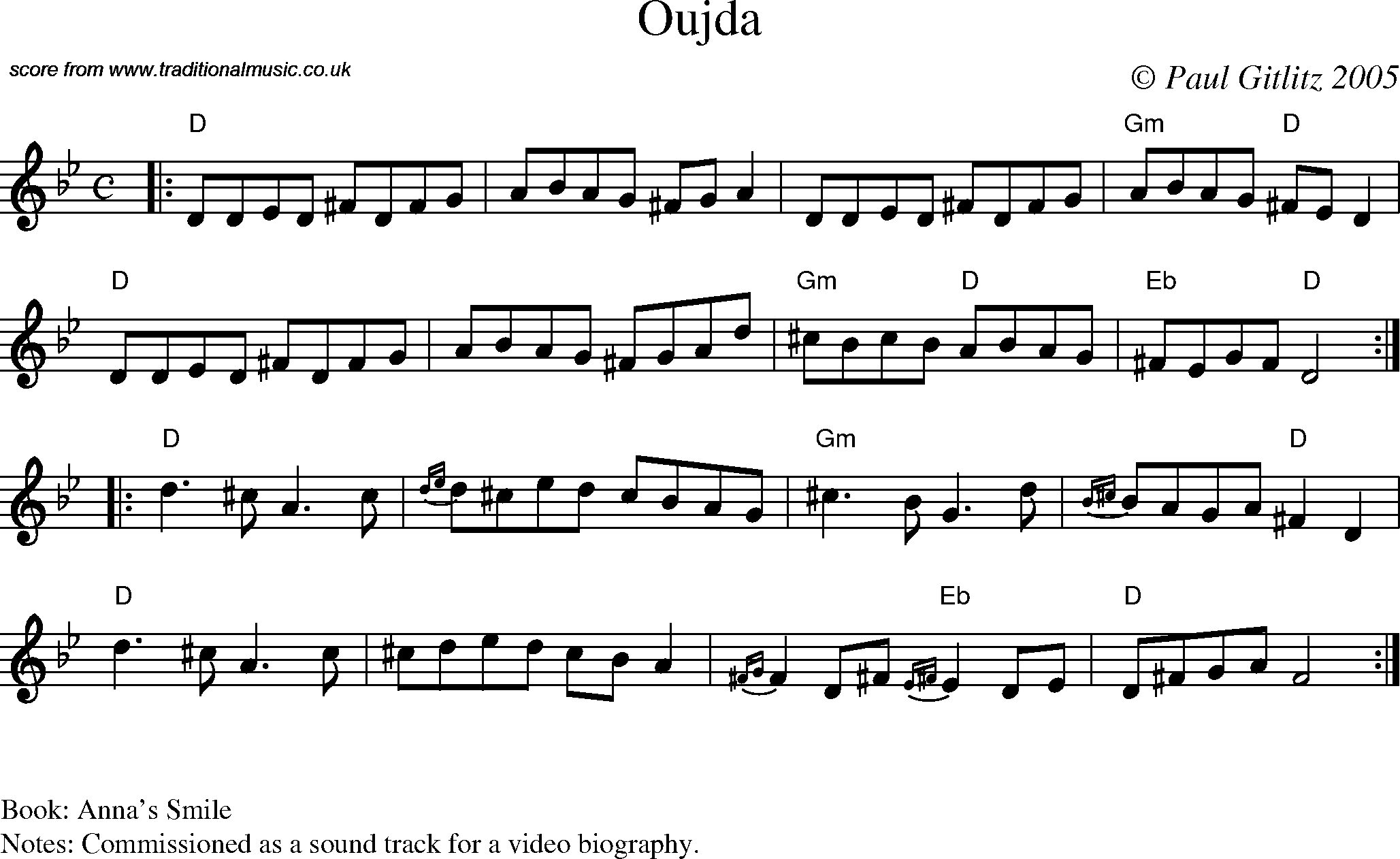 Sheet Music Score for Reel - Oujda