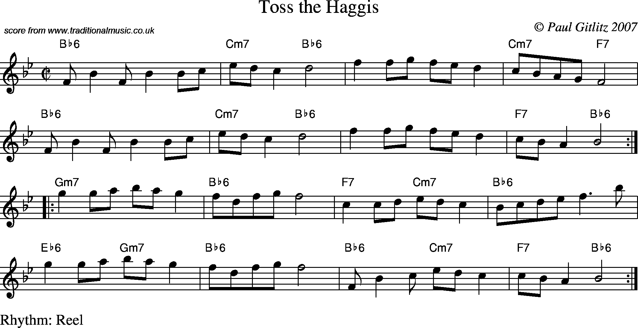 Sheet Music Score for Reel - Toss the Haggis