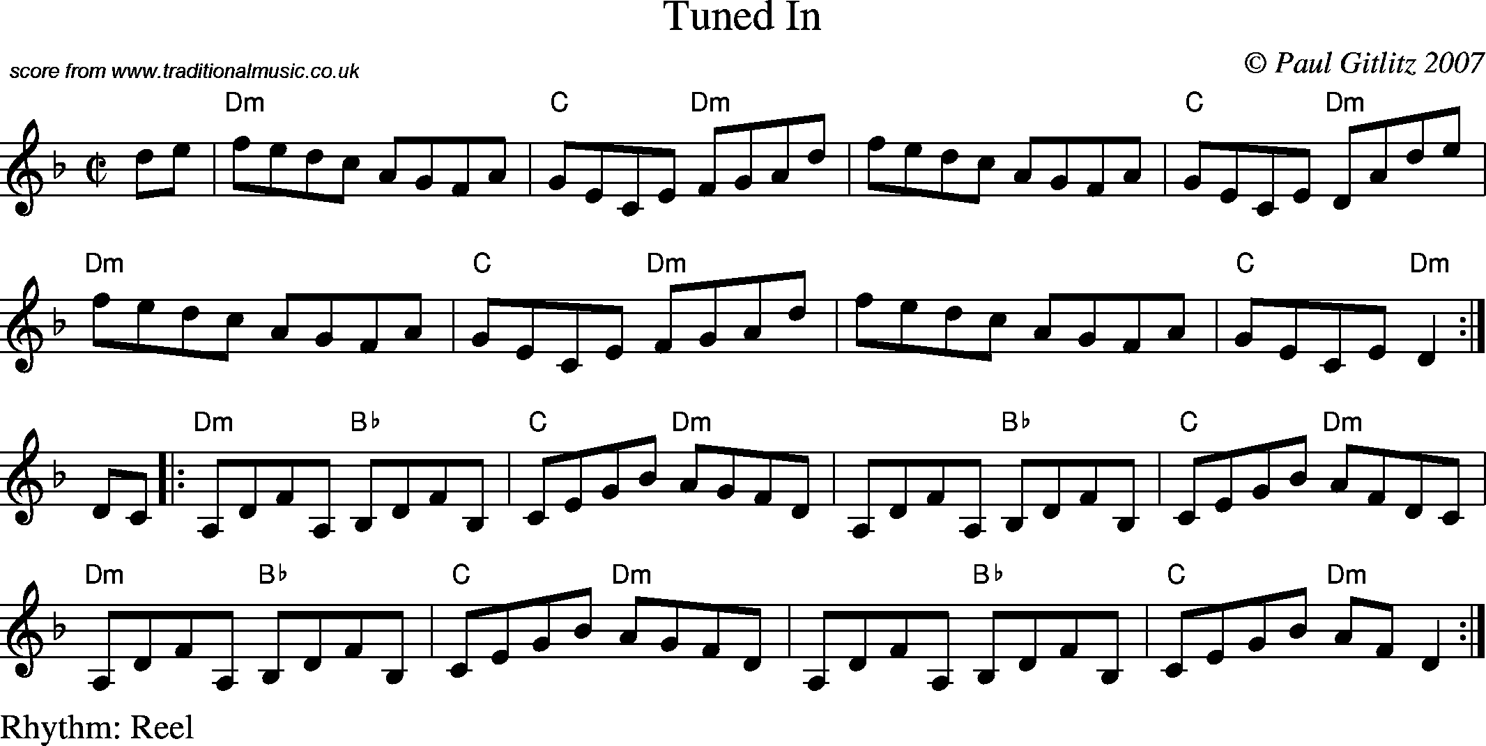 Sheet Music Score for Reel - Tuned In