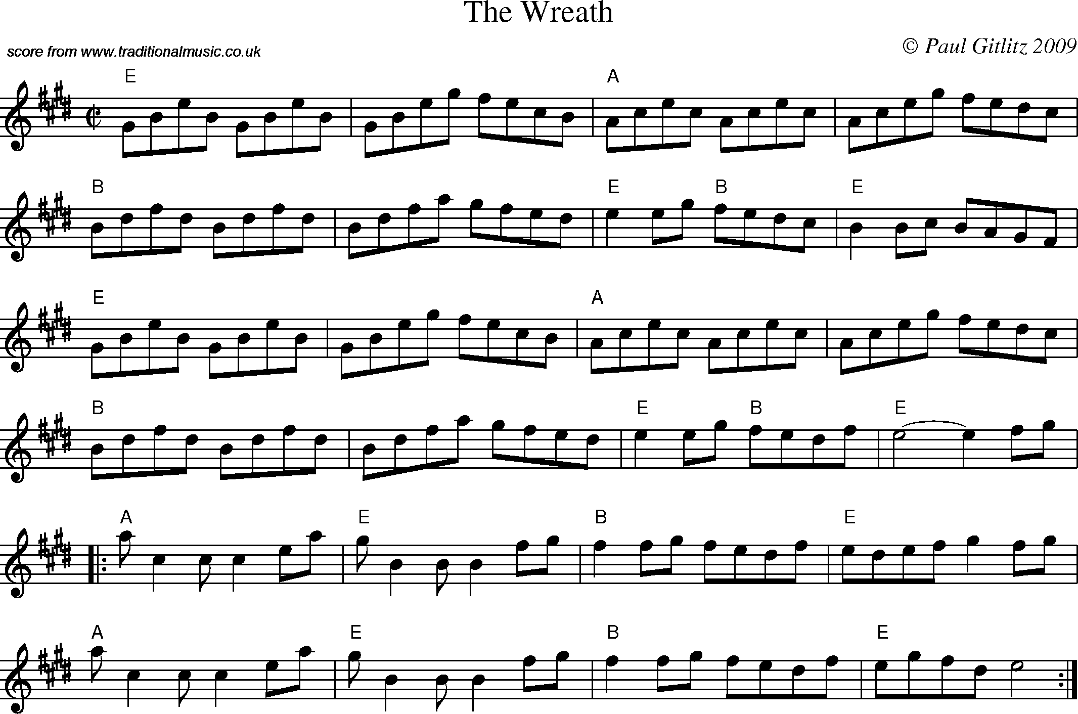 Sheet Music Score for Reel - Wreath, The