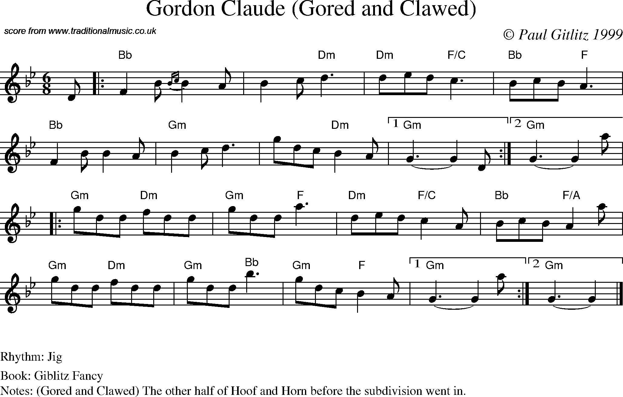 Sheet Music Score for Jig - Gordon Claude