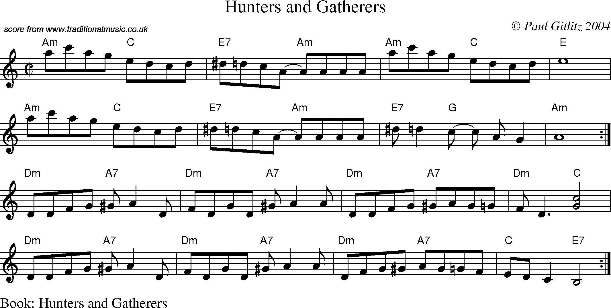 Sheet Music Score for Swing - Hunters and Gatherers