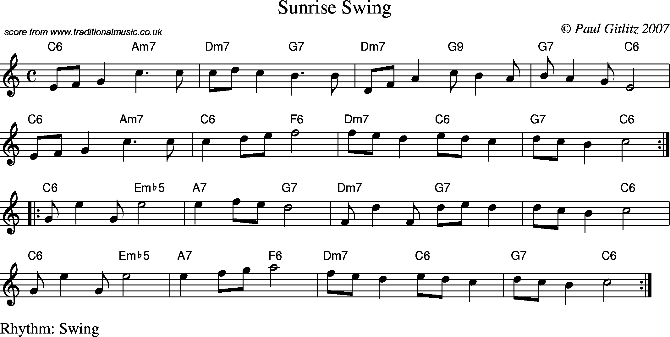 Sheet Music Score for Swing - Sunrise Swing